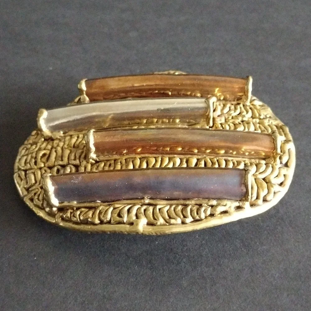 Mixed Metals Brutalist Belt Buckle Vintage